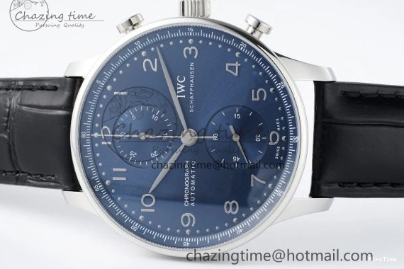 MIROTIME 1230 Portuguese Chrono IW3716 RSF 1:1 Best Edition Blue Dial on Black Leather Strap A RelaxedFit 7045